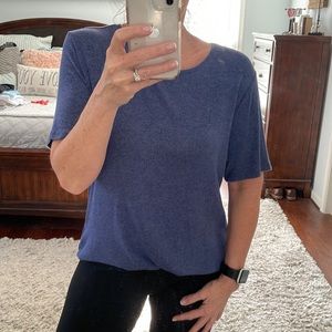 Old Navy Luxe Short Sleeve Heather Blue Top Size L